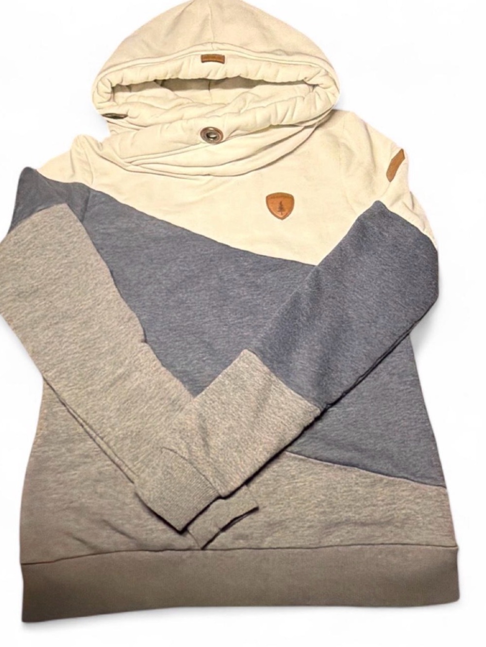Wanakome Crewneck Colorblock Sweatshirt in Cream, Gray and Blue